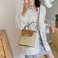 small straw bucket bags for women 2022 summer crossbody bags lady travel purses and handbags female shoulder simple bag