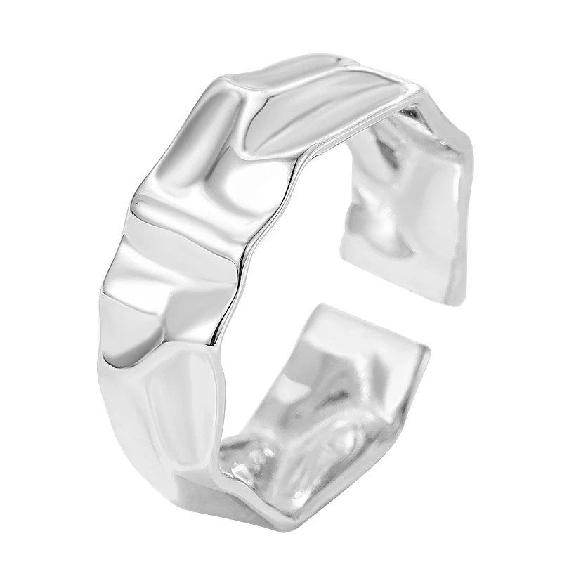 

S925 sterling silver irregular bump texture ring personality opening women's jewelry