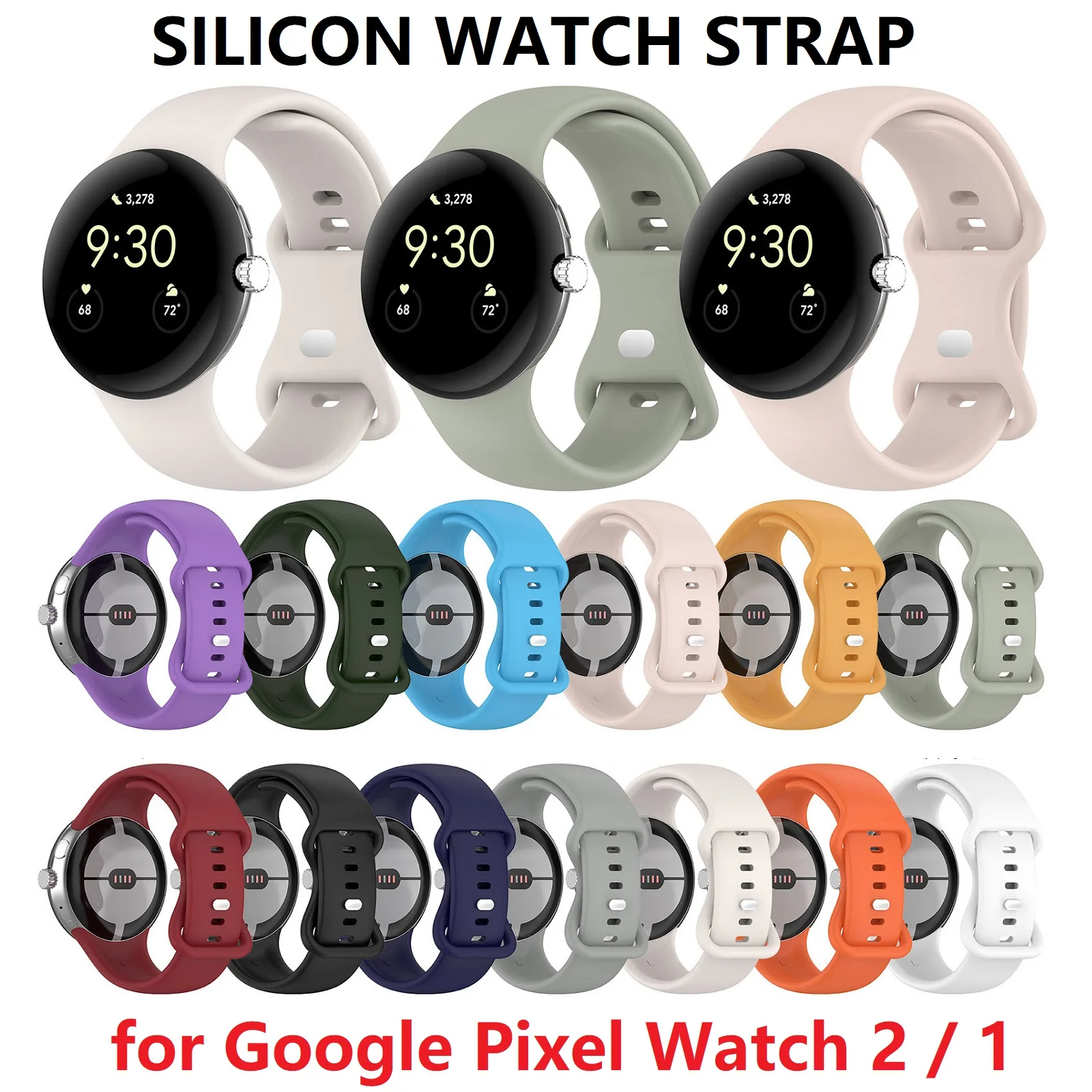 

Ремешок силиконовый для смарт-часов Google Pixel Watch 2, 10 шт.