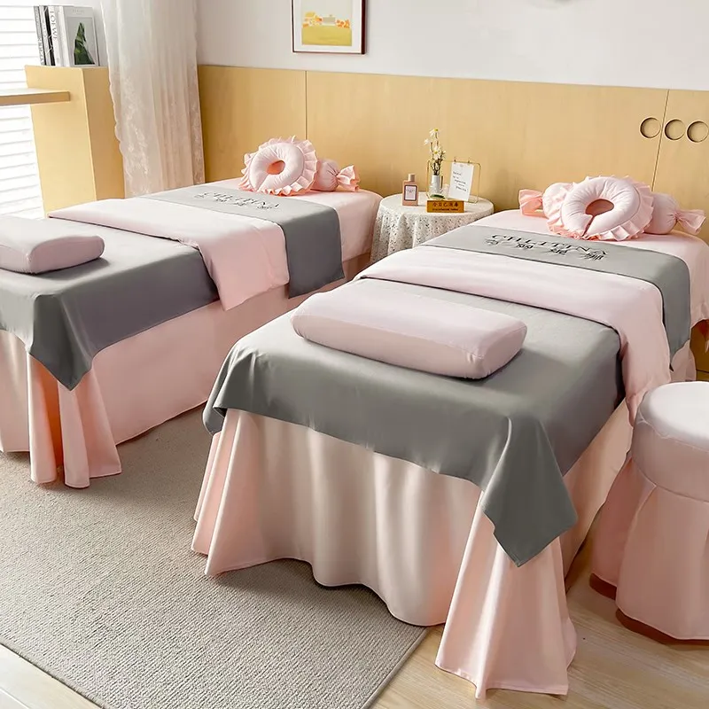 Direct Sales New Online D Red High end Beau Bedspread Four-Piece Set Autumn and Winter Massage Light Luxury Salon Wi...
