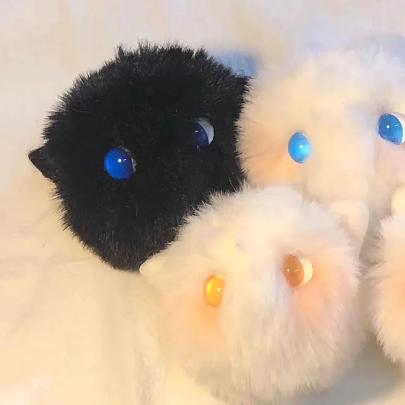 Sweet Cute Powder Blusher Hair Ball Cat Pendant Artificial Mink Hairball Car Keychain for Women Personality Fashion Girl Gift