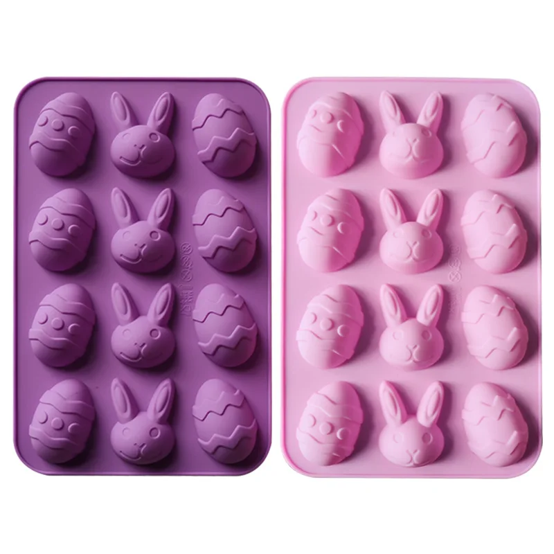

Easter Silicone Mold 12 Cavity Rabbit Egg Mold Pudding Chocolate Dessert Baking Cake Mold Soap Mould Handmade Decorating Mould