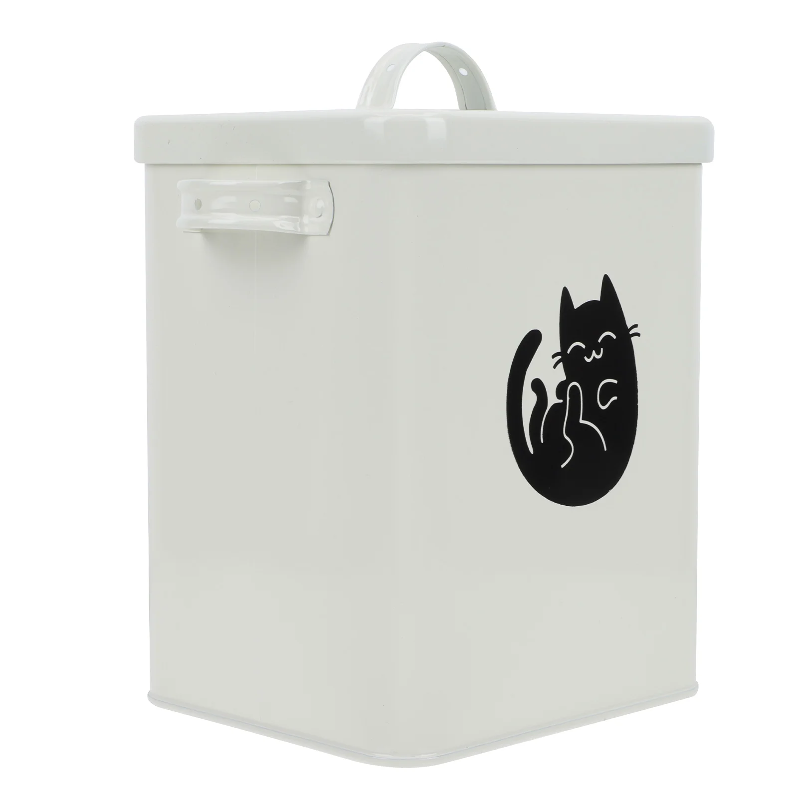 

1 Set of Sealed Tinplate Food Box Pet Cat Food Bucket with Spoon Pet Snack Bin
