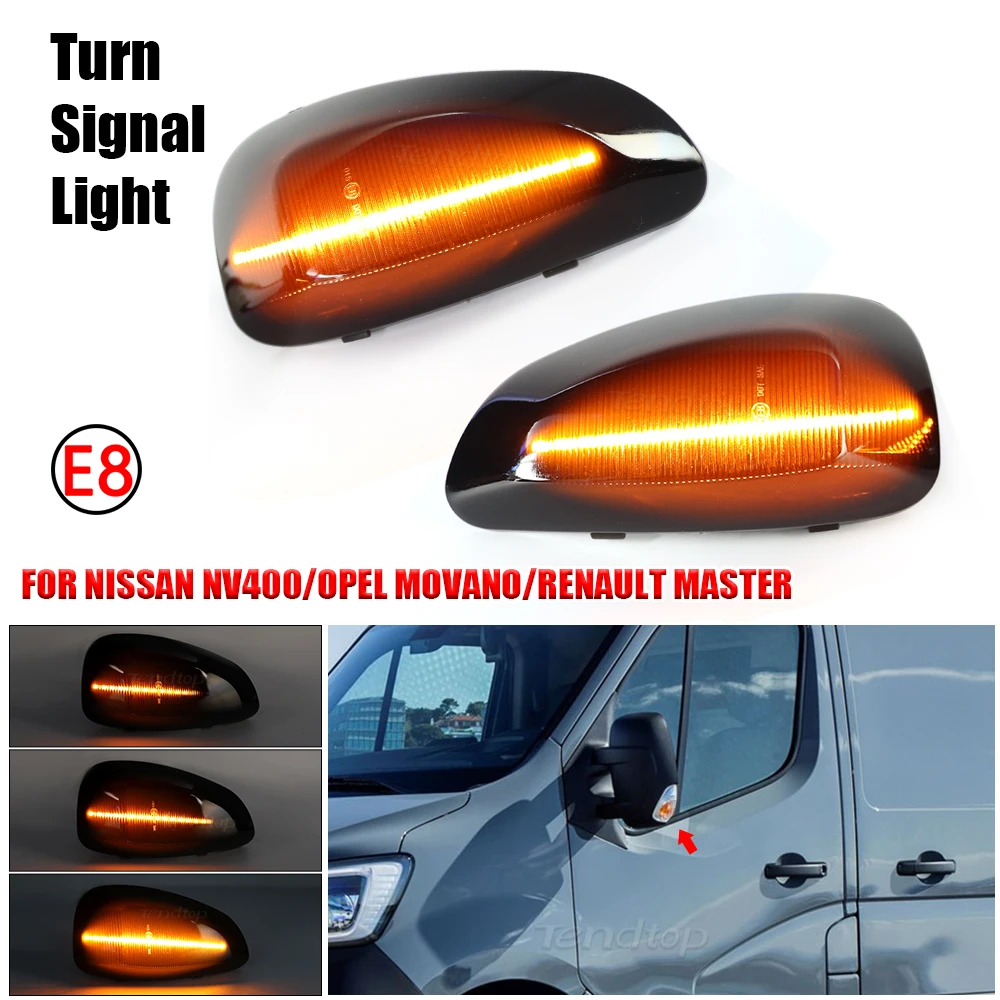 

2pcs LED Dynamic Turn Signal Light Rear View Side Mirror Light For Renault Master MK3 VAUXHALL OPEL MOVANO NISSAN INTERSTAR