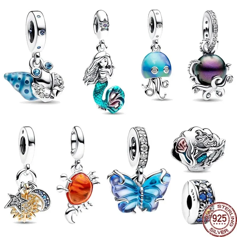 

Модные новые бусины из стерлингового серебра 925 пробы в виде океанских рядов подходят для оригинальных браслетов Pandora DIY Ювелирные изделия Подарки