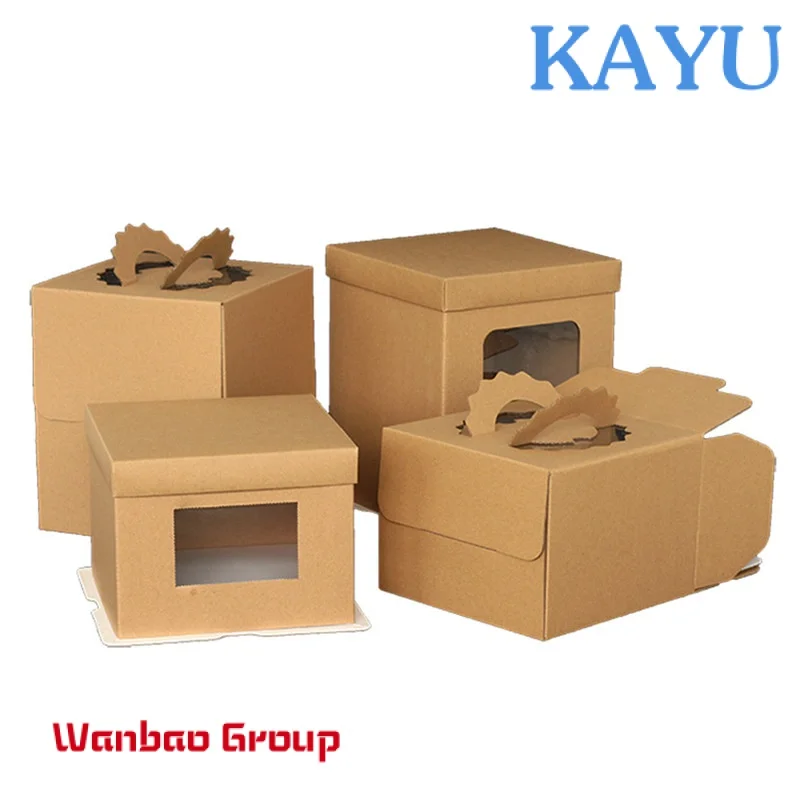 custom 6 8 10 12 14 inch Kraft paper without printing cake portable single double layer heightened West Point packaging box