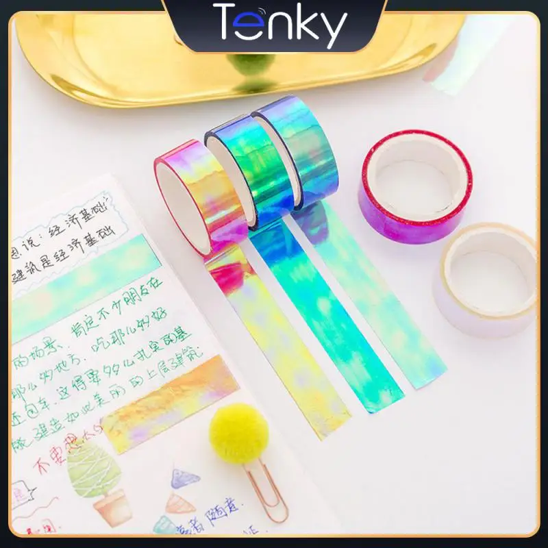 

Korean Laser Gradient Tape For Scrapbooking Diy Albums Washi Tape Waterproof Candy Colors Hand Account Decoration 1pc Creative
