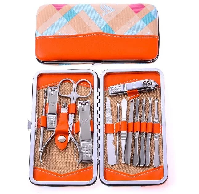 

new color bag nail clippers set nail tools carbon steel 14pcs/set