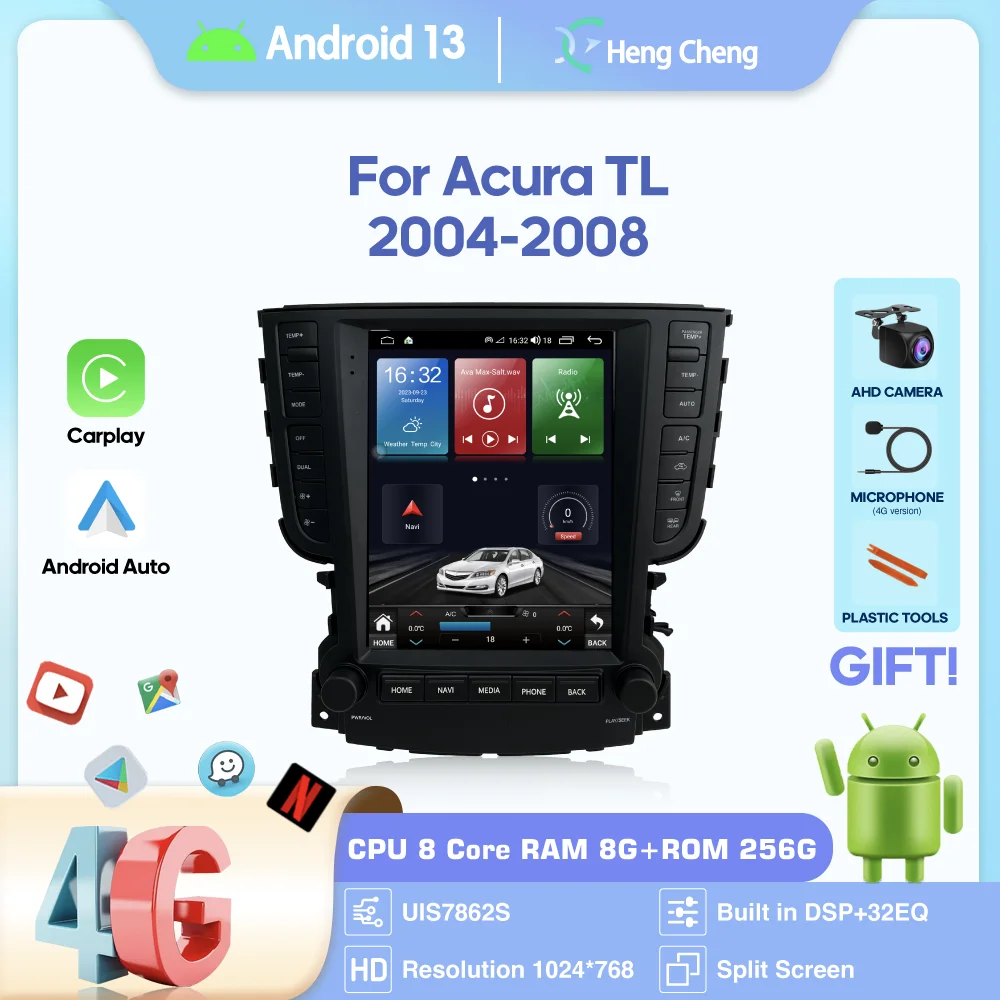 Автомобильный мультимедийный видеоплеер 10 4 дюйма для Acura TL 2004-2008 GPS-навигация