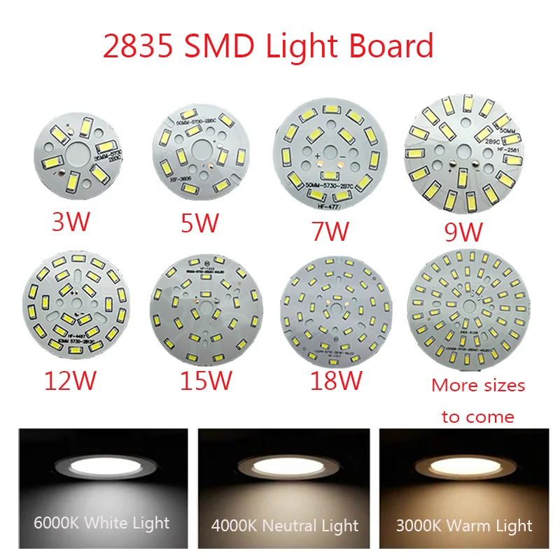 

LED Chip For Downlight SMD 2835 Light Board 3W 5W 7W 9W 12W 15W 18W DIY Ceiling Light LED Bulb Light ，Spotlight
