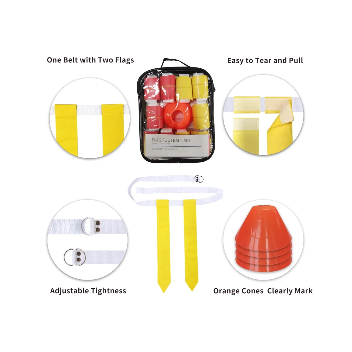 

Flag Football Set,10 Player Flag Football Belts and Flags Set, Complete Indoor & Outdoor Training Set,Football Belts Kit