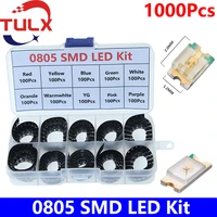 1000pcsbox smd led kit 0805 redyellowbluegreenwhiteorandeygpinkpurpiewarmwhlte led diode set smd led lamp beads kit