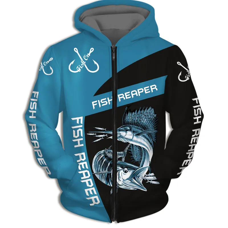

Personalized Sailfish Print Fun 3D Fishing Zipper Hooded Sweatshirt
