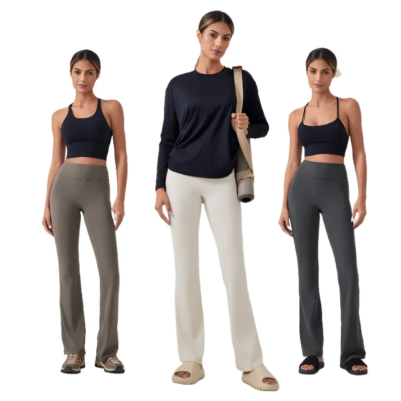 Брюки женские Стрейчевые с завышенной талией для занятий йогой