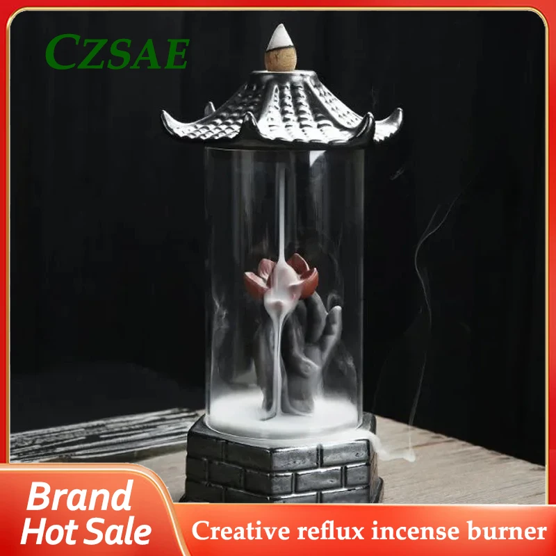 

Creative Backflow Incense Burner Lotus Ceramic Tea Ceremony Buddha Living Room Bedroom Decorative Ornaments