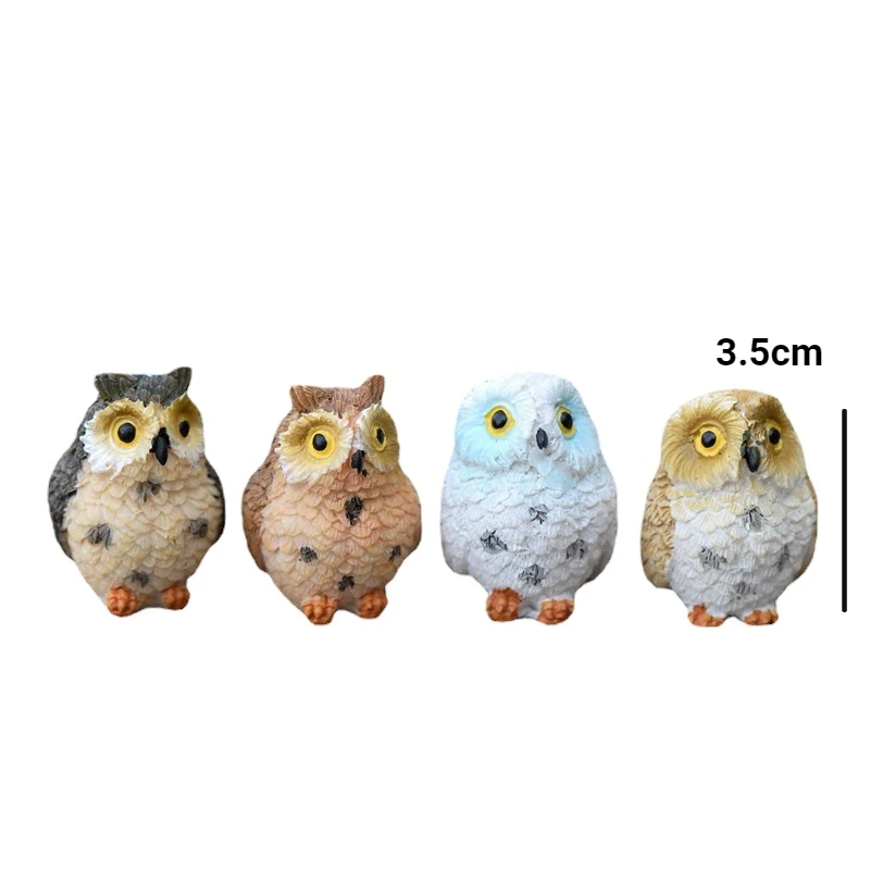 

4 шт., милые фигурки животных с совами, модель животного, кукольный домик, сказочные садовые украшения, мини-статуя животного, украшения Al Aire Libre