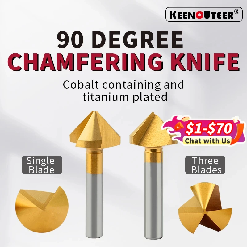KEENCUTEER Зенкер для снятия фаски 90 градусов M35 HSS с кобальтовым сверлом 1/5 шт.