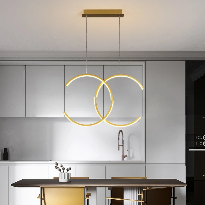 

Modern Pendant Lamp Led Rings Circle Ceiling Hanging Chandelier Black Loft Living Dining Room Kitchen Indoor Lighting Fixture