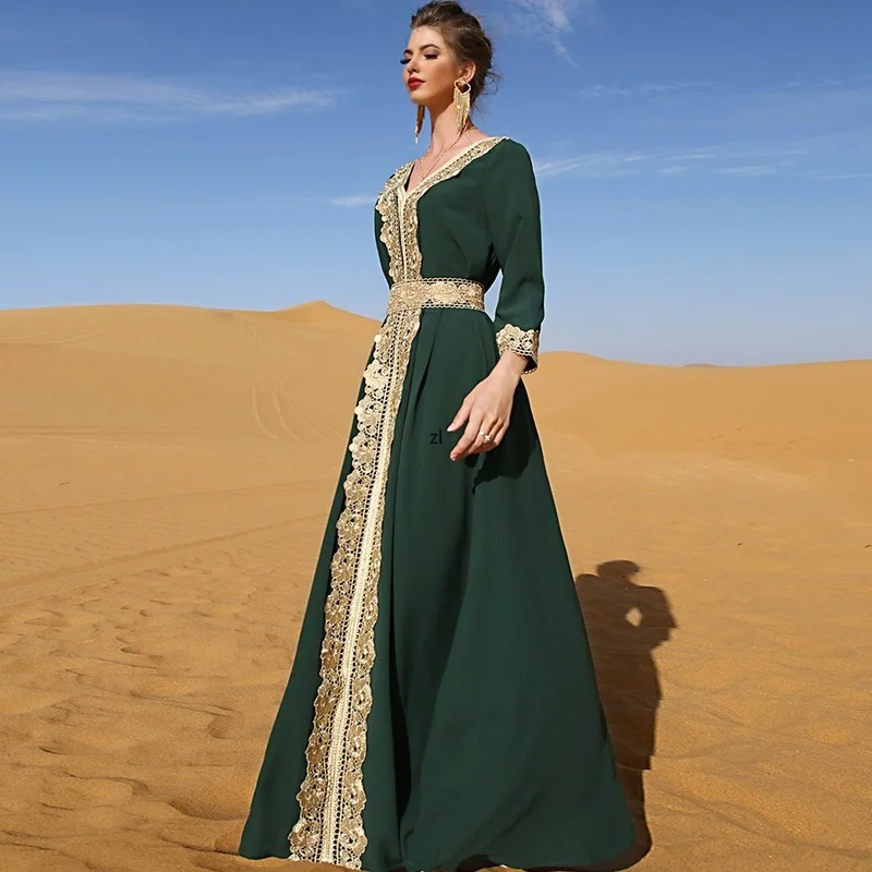 Embroidery Morocco Kaftan Dress Muslim Fashion Abayas for Women Dubai Abaya Turkey Islamic Clothing Saudi Party Evening Dresses