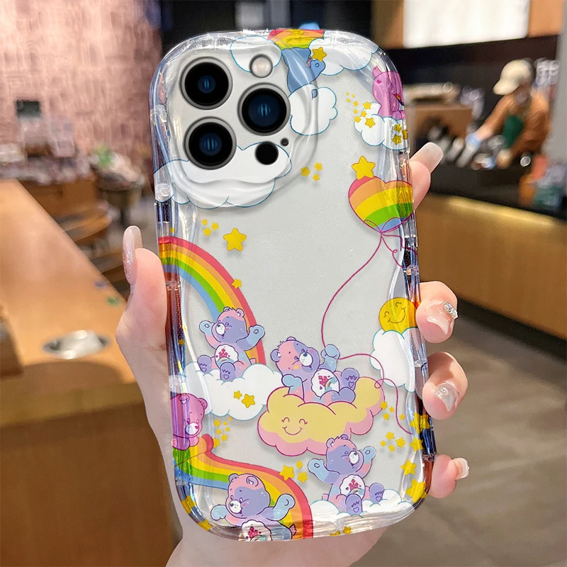 Фото Чехол Care Bears Wave для iPhone 16 E 15 Pro Max 14 13 12 Mini 11 Pro Max XS X 8 7 Plus Мягкие силиконовые противоударные чехлы Funda №2