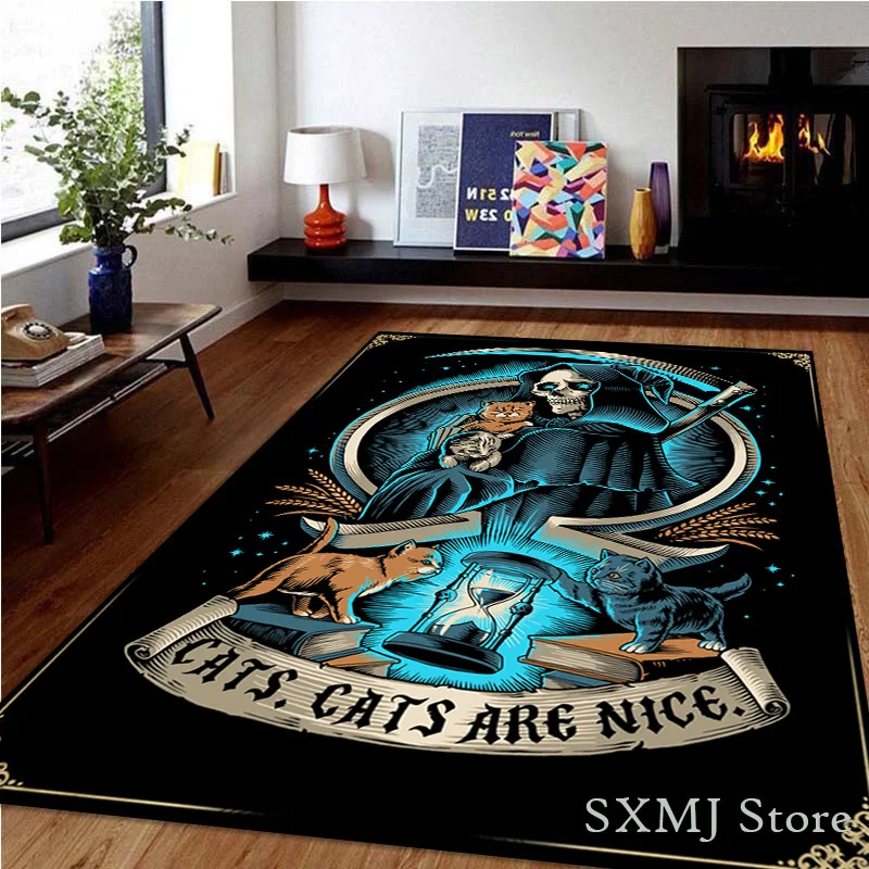 Коврик с черепом и ужасом для прихожей нескользящий коврик стула напольный