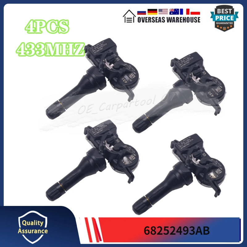 Датчик давления в шинах 433 МГц, датчик давления в шинах 68252493AB 68252493AA 68105280AF для Chrysler 2017-2023 годов, Компас для Jeep, Renegade