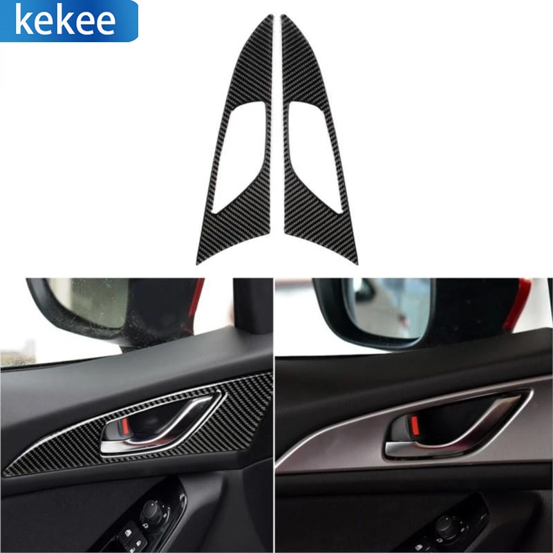 

For Mazda3 Axela 2013-2016 Car Accessories Carbon Fiber Interior Sticker Inner Door Handle Panel Frame Trim Decoration Cover
