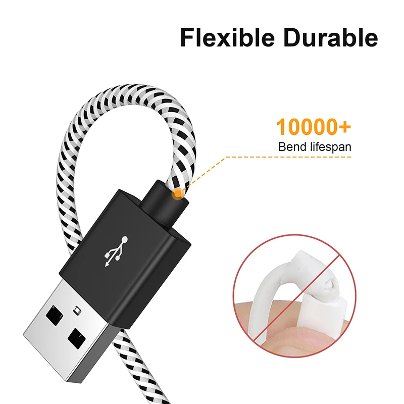 Фото CableCreation Плетеный кабель USB-Micro USB 4 фута USB 2.0 Шнур для быстрой зарядки и синхронизации данных Черный №4