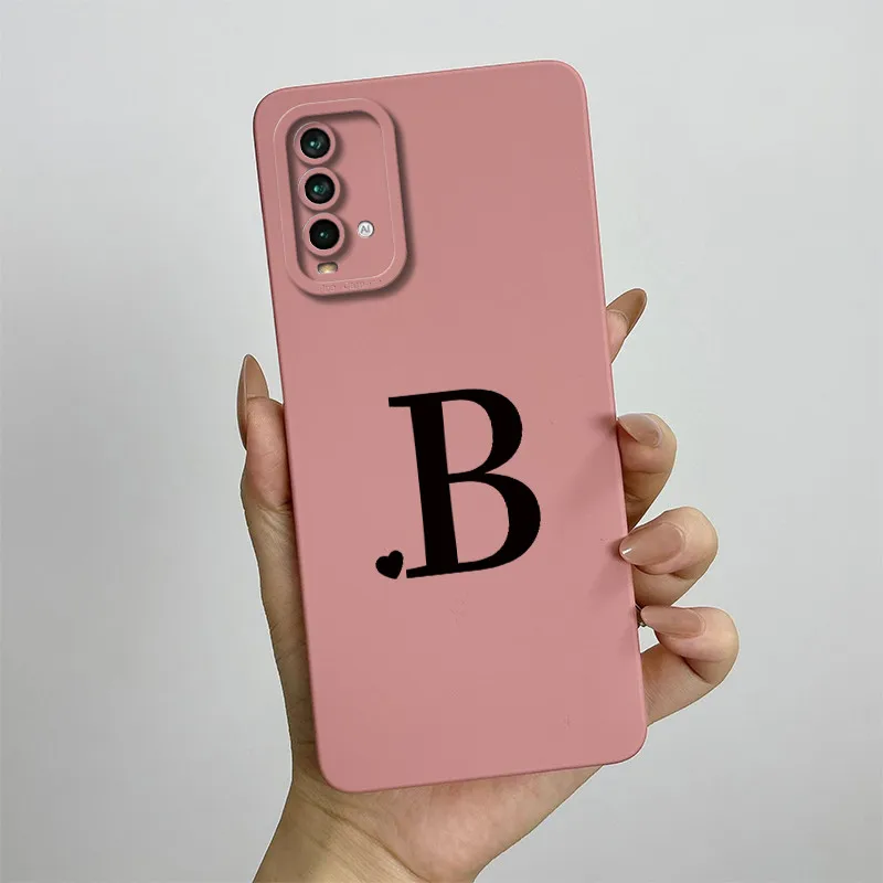 Для Xiaomi Redmi 9T Чехол Cute Couple Letter Cover Жидкий силиконовый мягкий тонкий чехол для