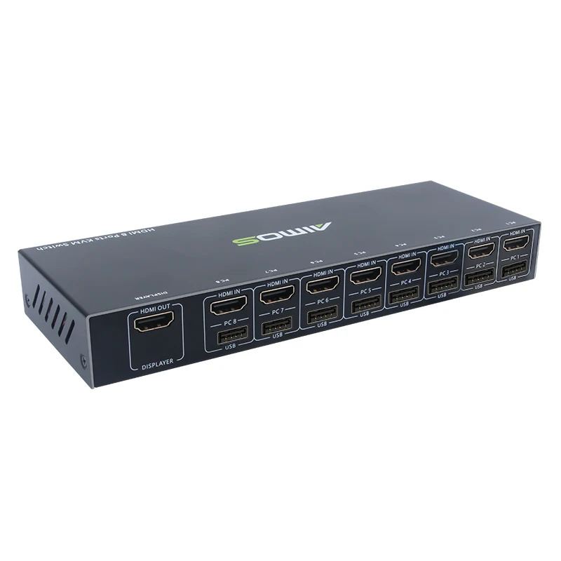 Переключатель квм AIMOS HDMI, переключатель 8 в 1 выход, поделиться монитором, мышью, клавиатурой, переключатель HDMI 4K на 30 Гц для ноутбука, ПК, PS4