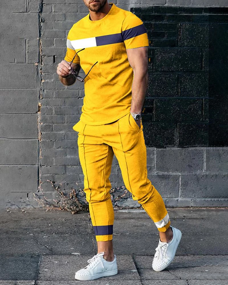 2022 New Arrival Oversized T-Shirts Joogers Outfits Men’s Two Piece Sets Casual Men Trousers Tracksuit 3D Printed Male Clothing