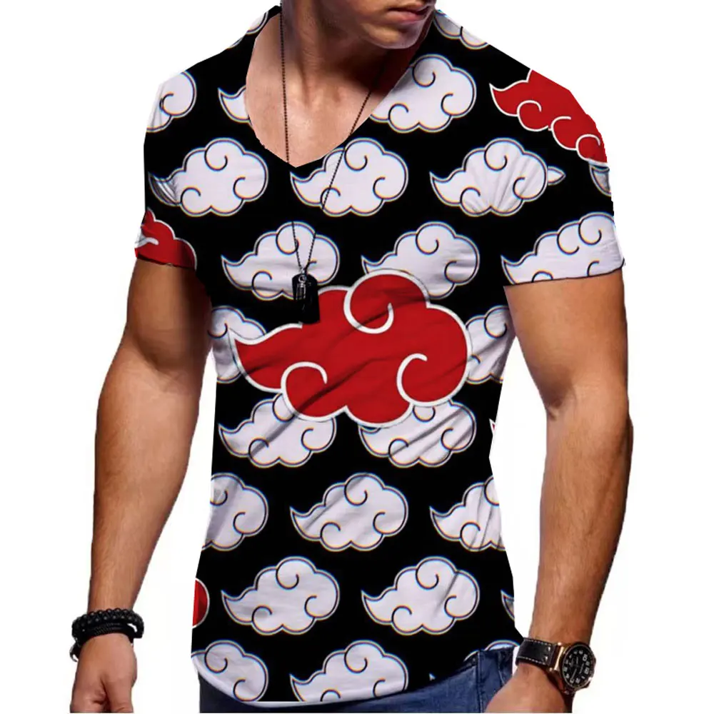 

Summer Men's V-Neck T-Shirt Naruto Kakashi T-Shirt Fashion Street Style Men's V-Neck Loose T-Shirt Casual Sports T-Shirt