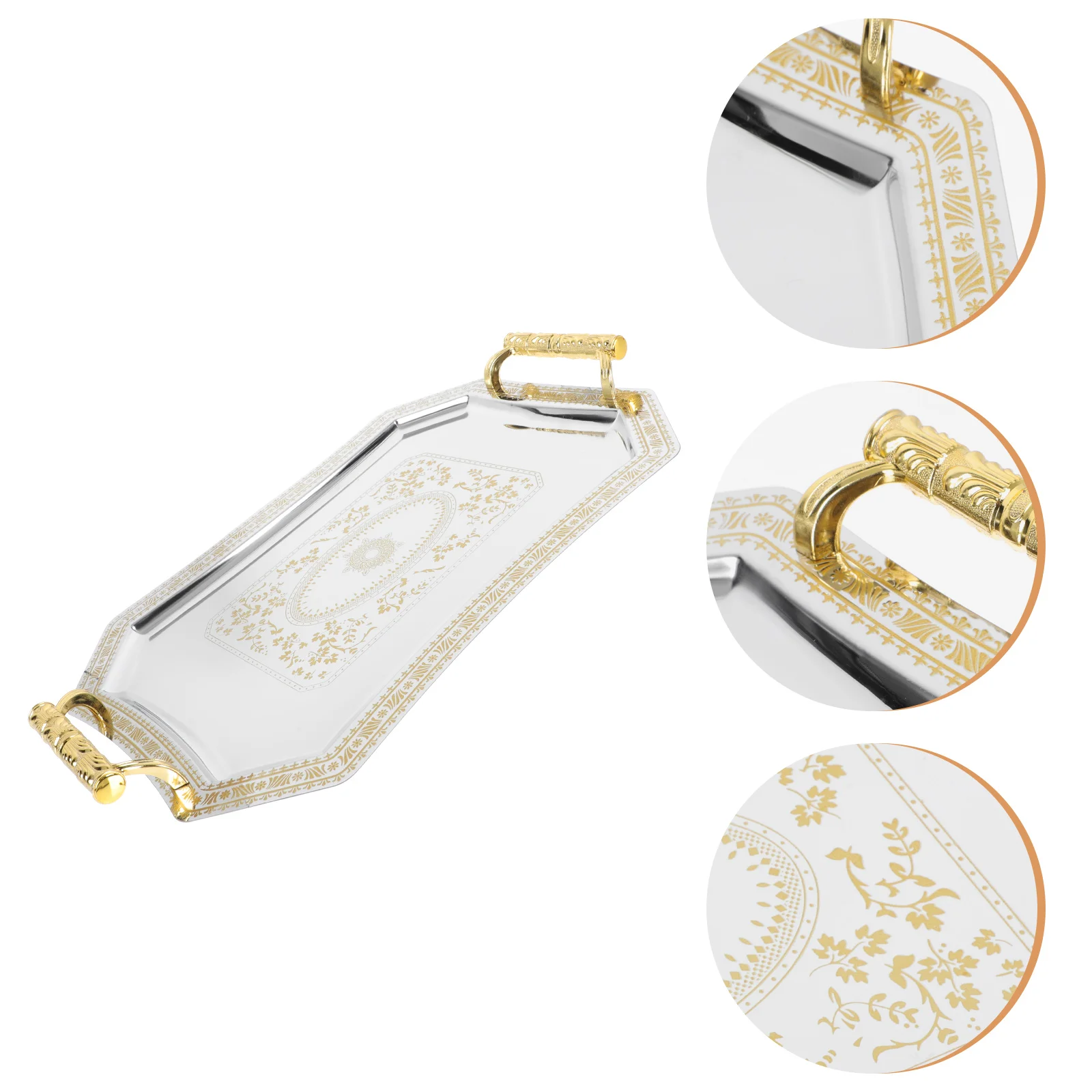 

1Pc Vintage Dessert Tray Decorative Cake Plate Stainless Steel Storage Plate