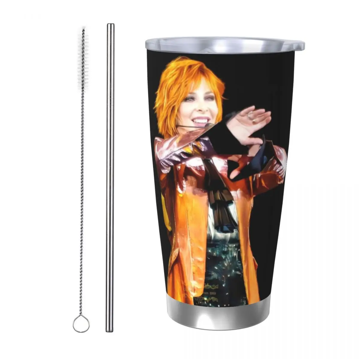 Фото Кружка Mylene Farmer Nevermore, 20 унций, большая емкость, автомобильная кружка, герметичная, для сока и кофе, пищевой пластик №1