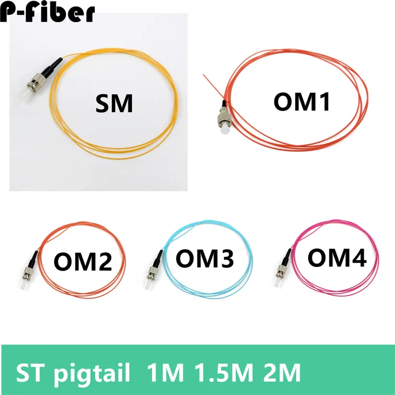 50 шт. 1,5 шт. ST pigtails 0,9 м 2 м мм SM ММ OM1 OM2 OM3 ST/APC 1 м волоконно-оптический pigtail ftth 900um aqua P-fiber