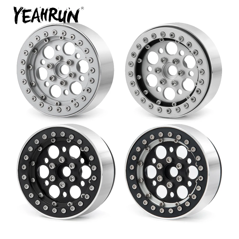 

YEAHRUN 4Pcs CNC Metal Alloy 1.9inch Beadlock Wheel Rims Hubs for Axial SCX10 D90 TRX-4 1/10 RC Crawler Car Truck Model Parts