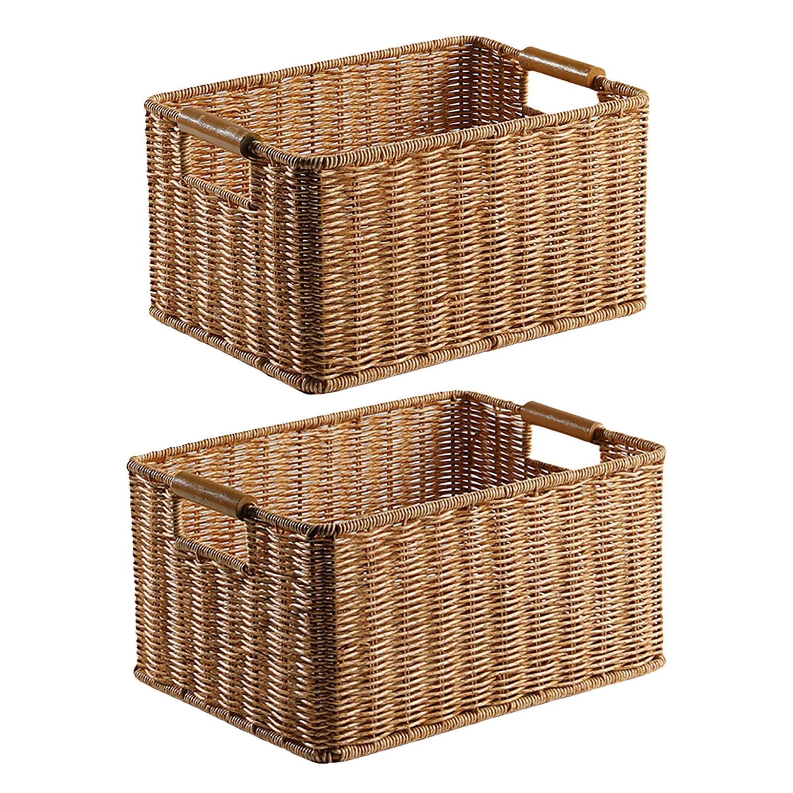 

Wicker Storage Basket Rattan Woven Shelf Storage Basket Stackable Shelf Organizer Basket With Handles Rectangle Seagrass
