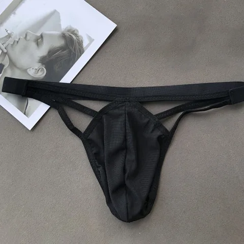 Сетчатое нижнее белье-стринги для мужчин с выпуклым мешочком, прозрачные трусы-стринги с Т-образной спинкой, подходящие для нового использования