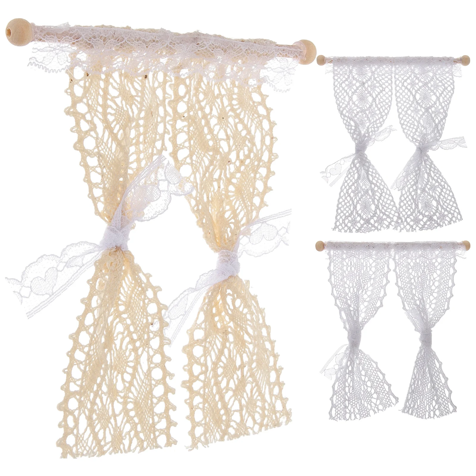 

House Decoration Tiny Curtain Miniature Lace Models Simulation Accessories
