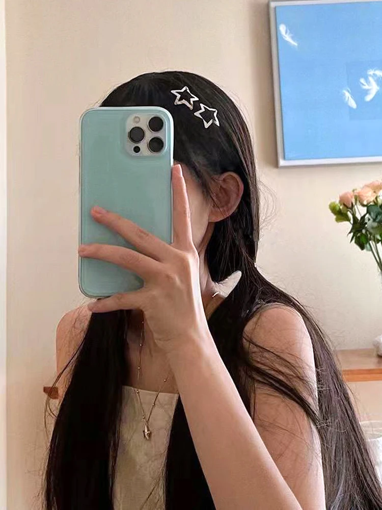 

1PCS Silver Star BB Hairclips Girls Y2K Metal Snap Hairpins Side Hair Barrettes Boutique Kids Hair Accessories Gift