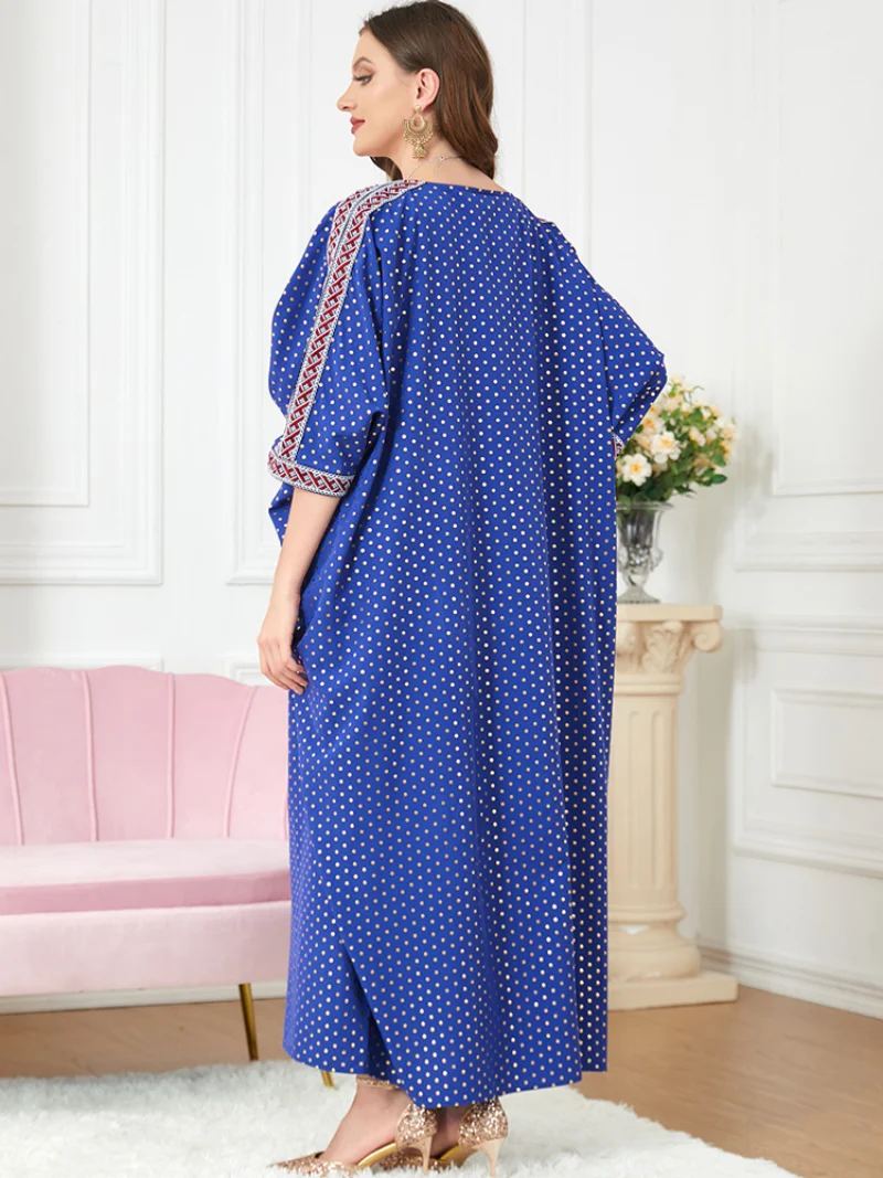 Abaya Muslim Long Dress Women High Waist Ankle Length Robes 2022 Autumn New Fashion Print Loose Casual Islam Muslim Caftan Dress