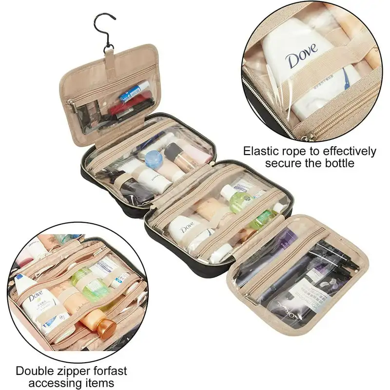 New Large Capacity Water-resistant Makeup Cosmetic Travel Organizer Toiletry Bag with Hanging Hook - Waterproof Travel Bag Acces