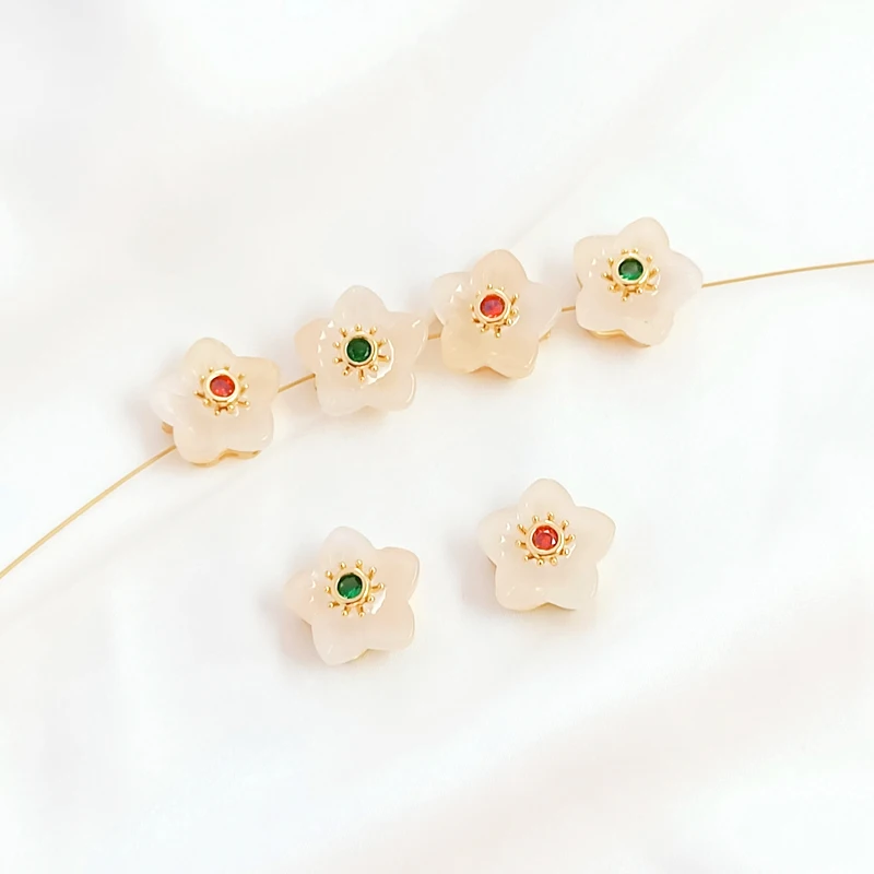 

Бусины для цветов, позолоченные, медные, 14 к, для изготовления украшений для волос, 2 шт.