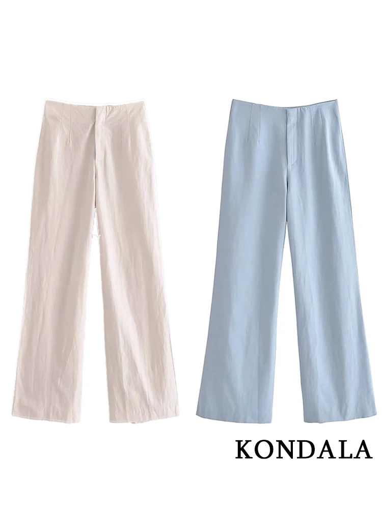 

KONDALA Solid High Waist Long Pants Wide Leg Vintage Fashion 2022 Autumn Trousers Streetwear Office Lady Casual Women Pants
