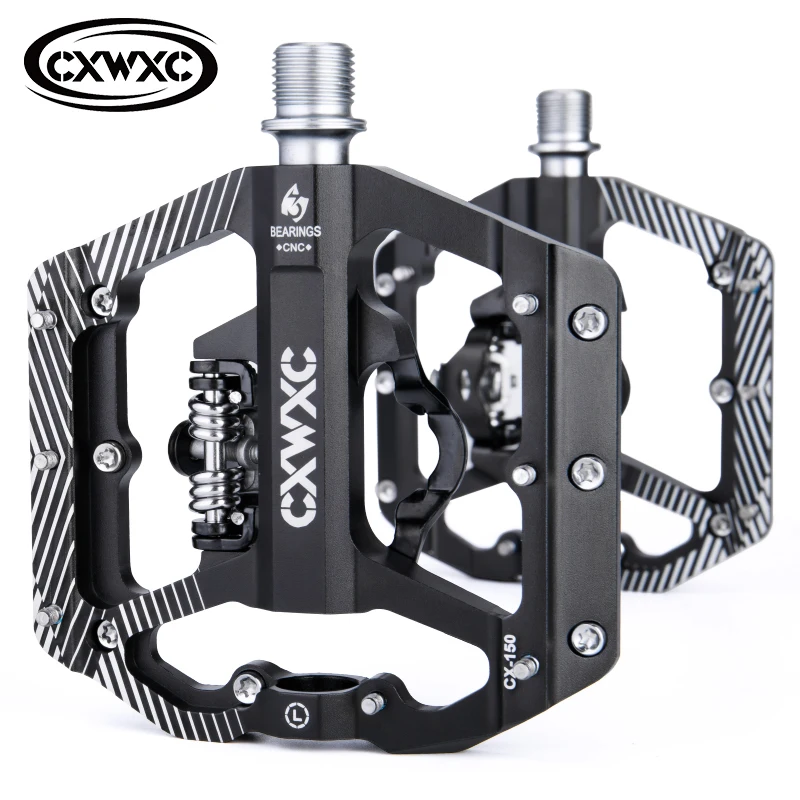 

CXWXC Dual Function Platforms Flat / Clipless MTB Pedals SPD Cleats 3 Sealed Bearings Bike Pedals Road Bmx Pedals For Bicycle