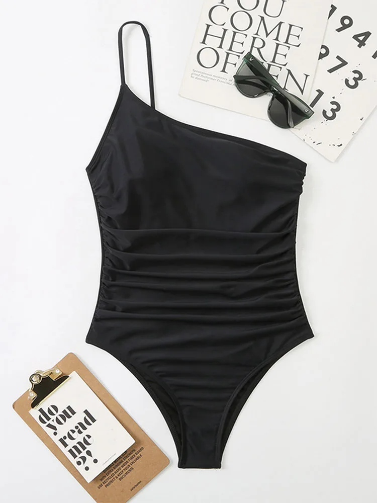Купальник 2023 Цельный купальник женское однотонное черное боди монокини на одно