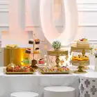 Золотые круглые подставки для кексов, десерт для свадьбы, дня рождения, подставка для кексов, домашний декор