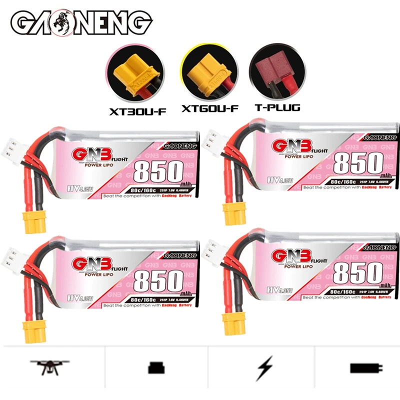 

Обновленная литий-полимерная батарея GNB 2S 7,6 В 850 мАч 80C/160C для радиоуправляемого квадрокоптера модели машины БПЛА FPV игрушечного дрона HV 7,6 В ...