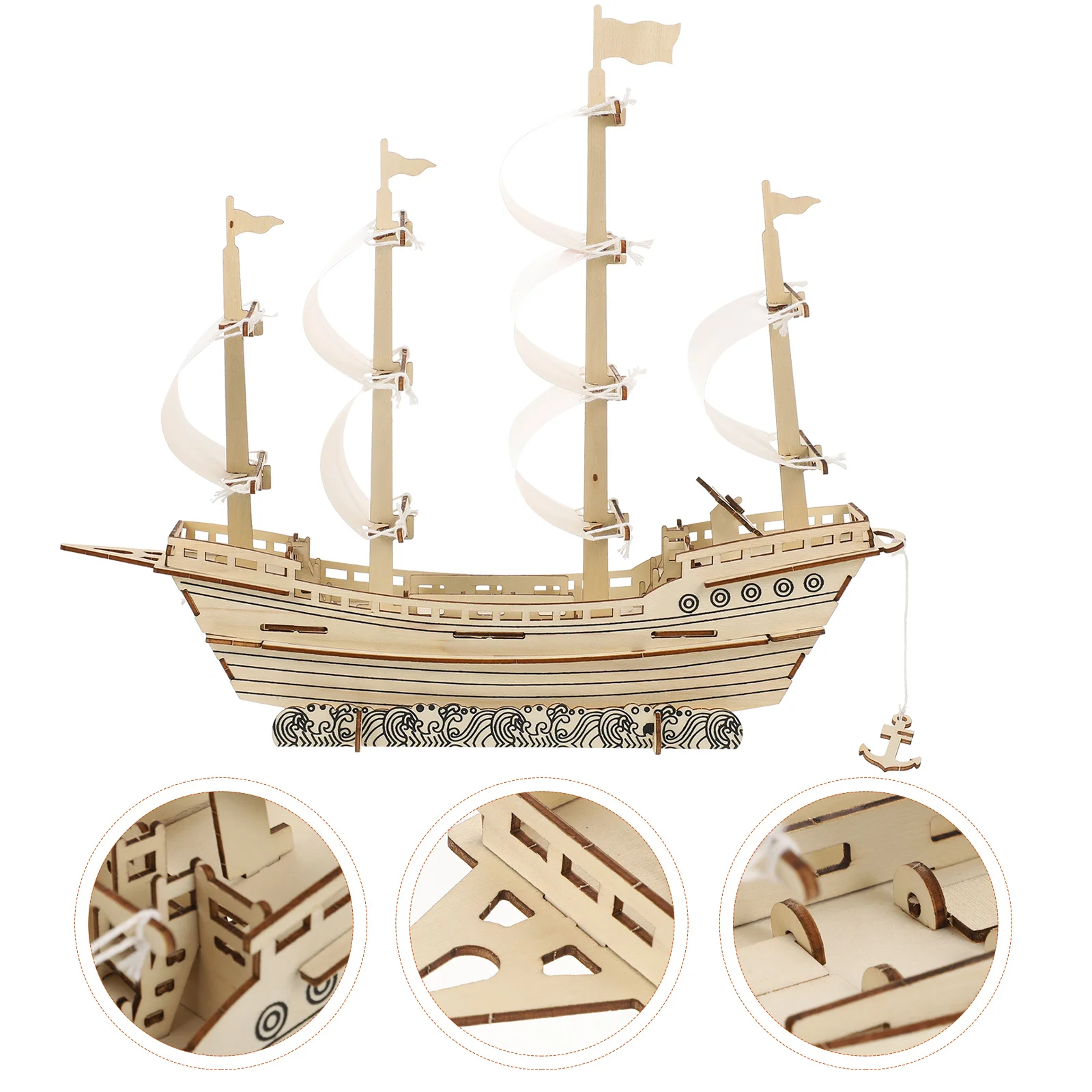 

Kids Wooden Puzzles 3D Sailing Jigsaw Sailboat Model Kit Lifelike Models Adults Build Suite Toy Toys Cool Child