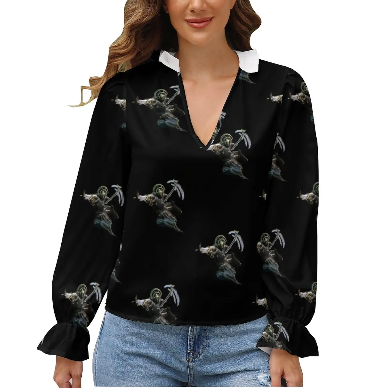 

Warframe Blouse Action Puff Sleeve Woman Beautiful Long Sleeve Shirt Party Cheap Shirts